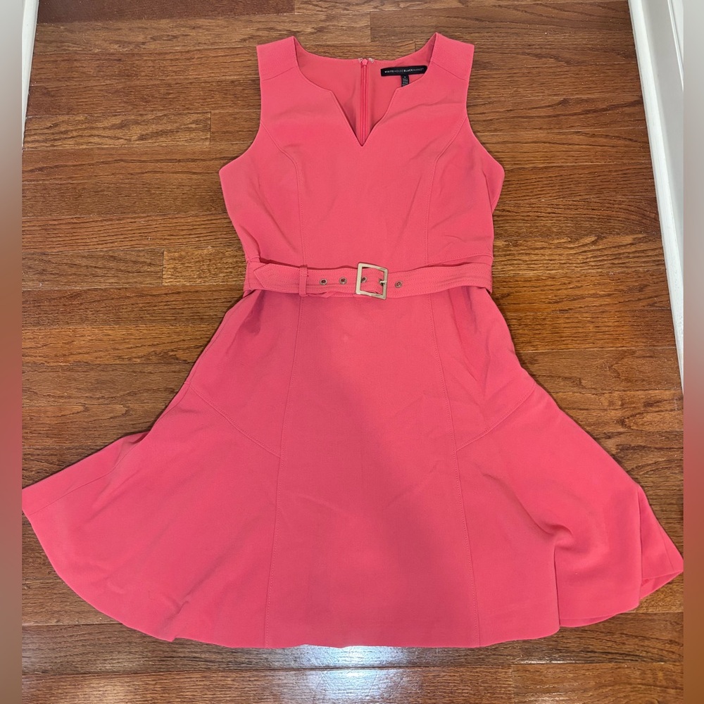 Pink V-Neck Dress with Belt
